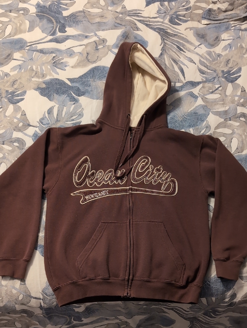 Exist Brown Hooded Zip-Up Jacket with Cream Lining